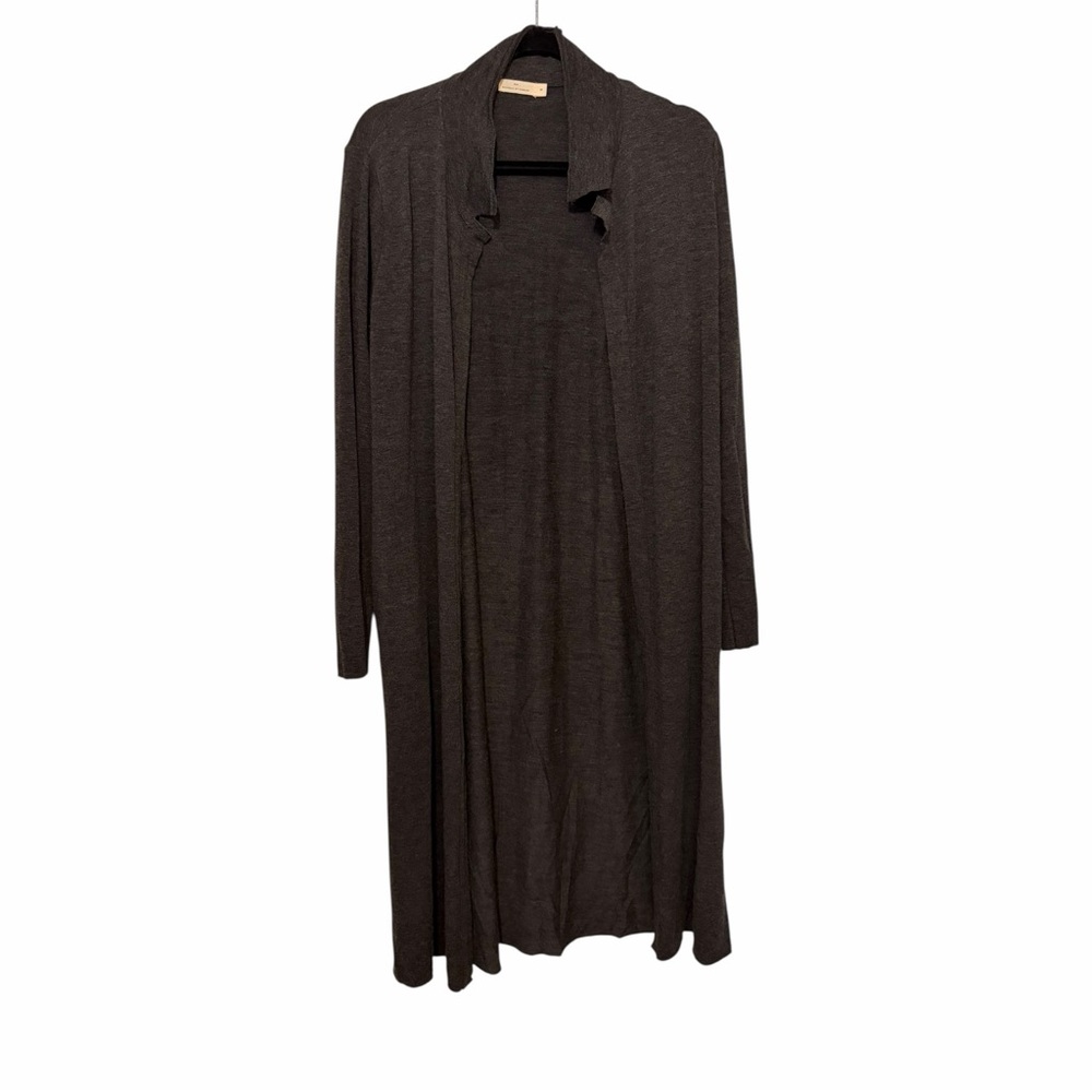 Long Open-Front Women's Cardigan Sweater in Charcoal